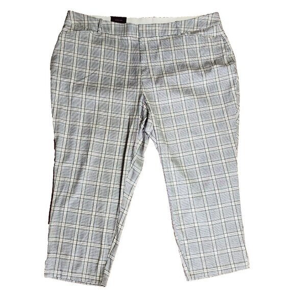 NWT AVA & VIV Black White Plaid High Rise Ankle Pants Womens Plus Size 26 - Picture 1 of 6